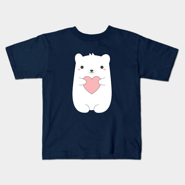 Kawaii and cute polar bear t-shirt Kids T-Shirt by happinessinatee